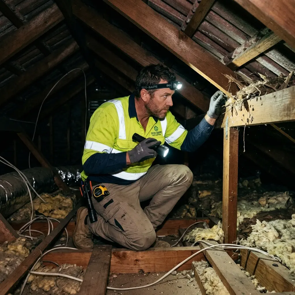 Technician locating dead rodents inside a Plenty wall cavity with detection equipment